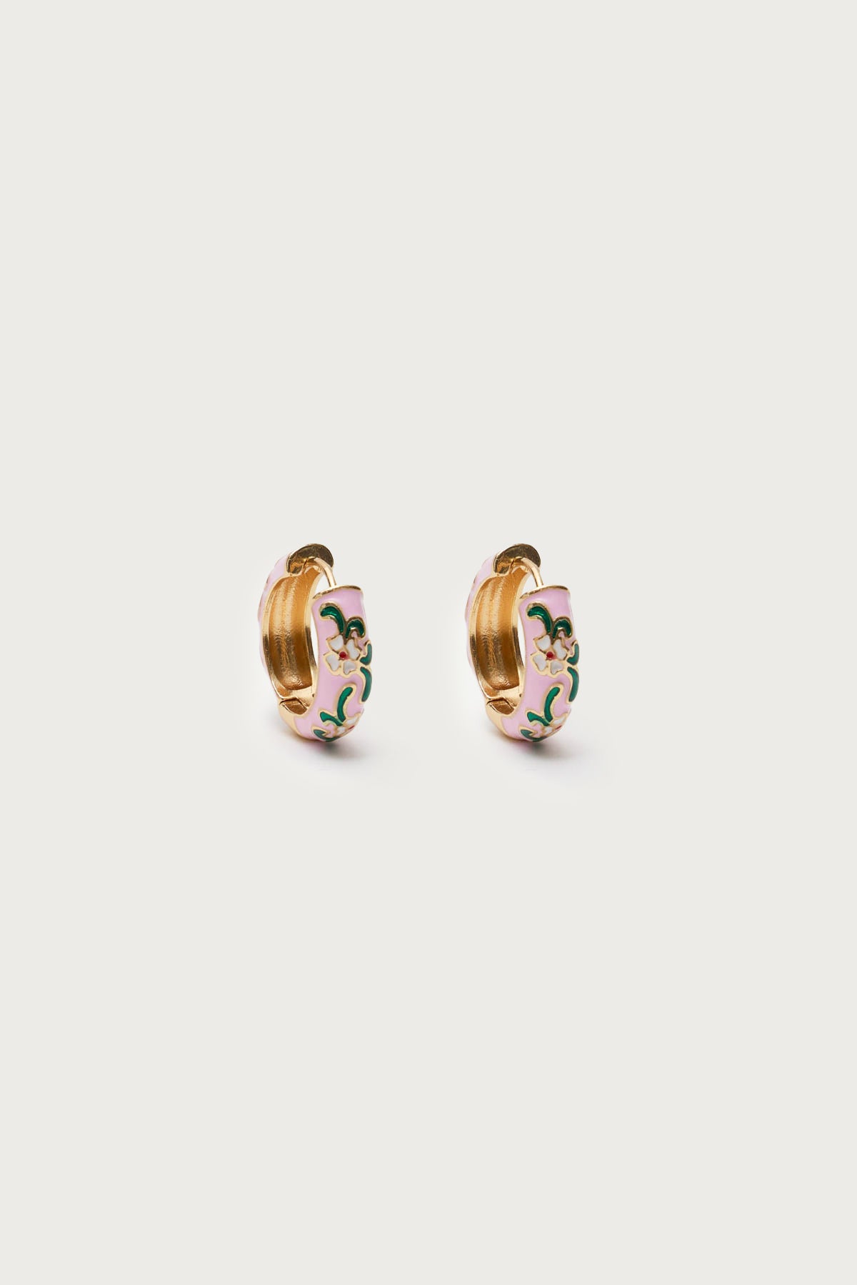 Vintage Floral Hoop Earrings - Image 2