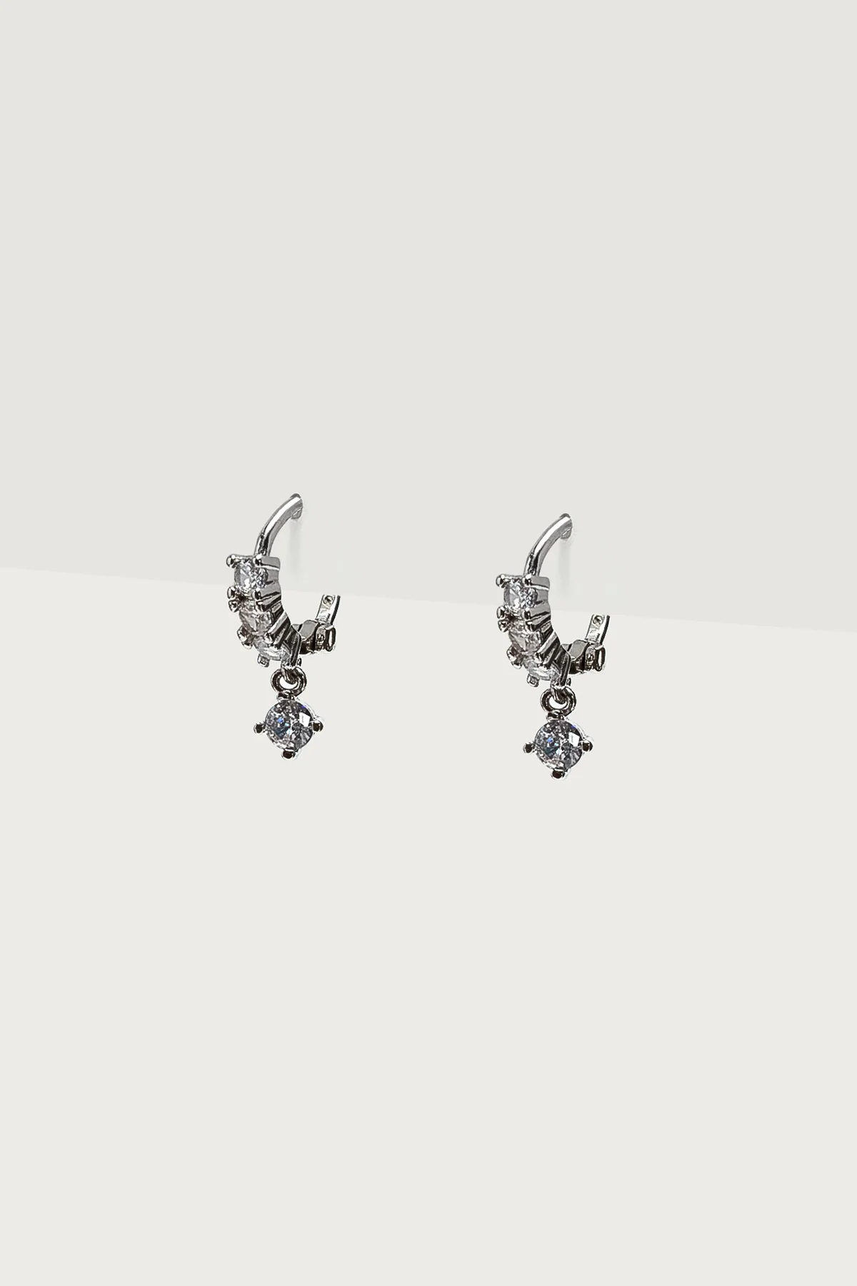 Faux Diamond Huggy Hoop Earrings - Image 2