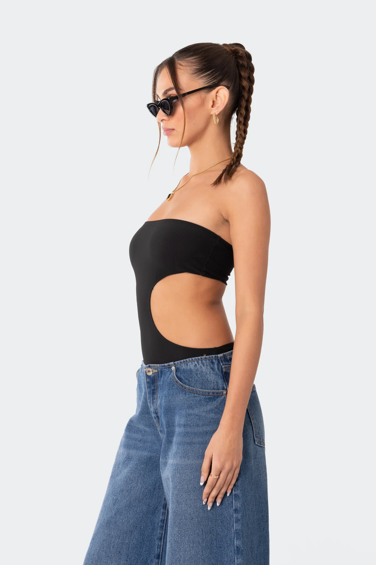 Vivie Ribbed Cut Out Bodysuit - Image 3