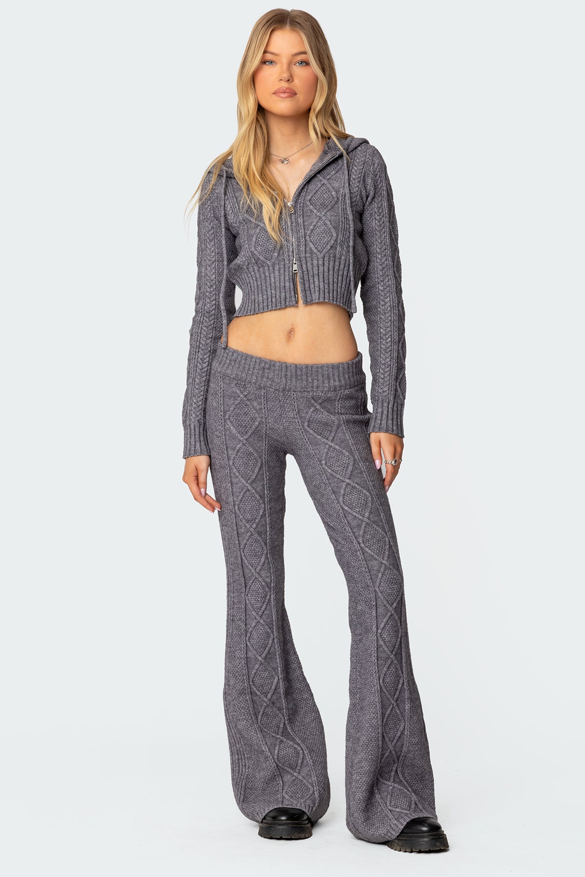 Ray Cable Knit Hooded Cardigan - Image 2