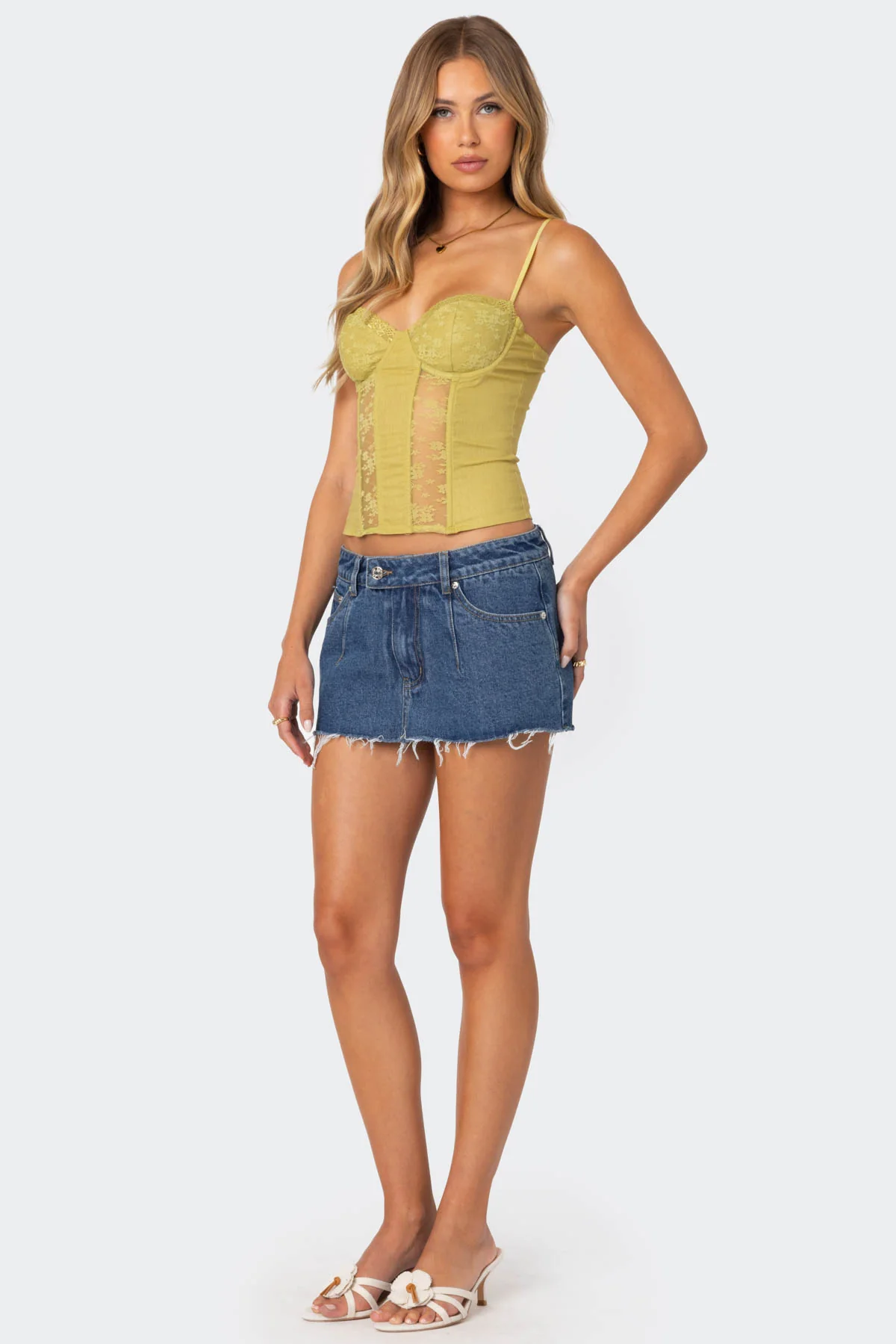 Avena Linen Look Lacey Corset - Image 4