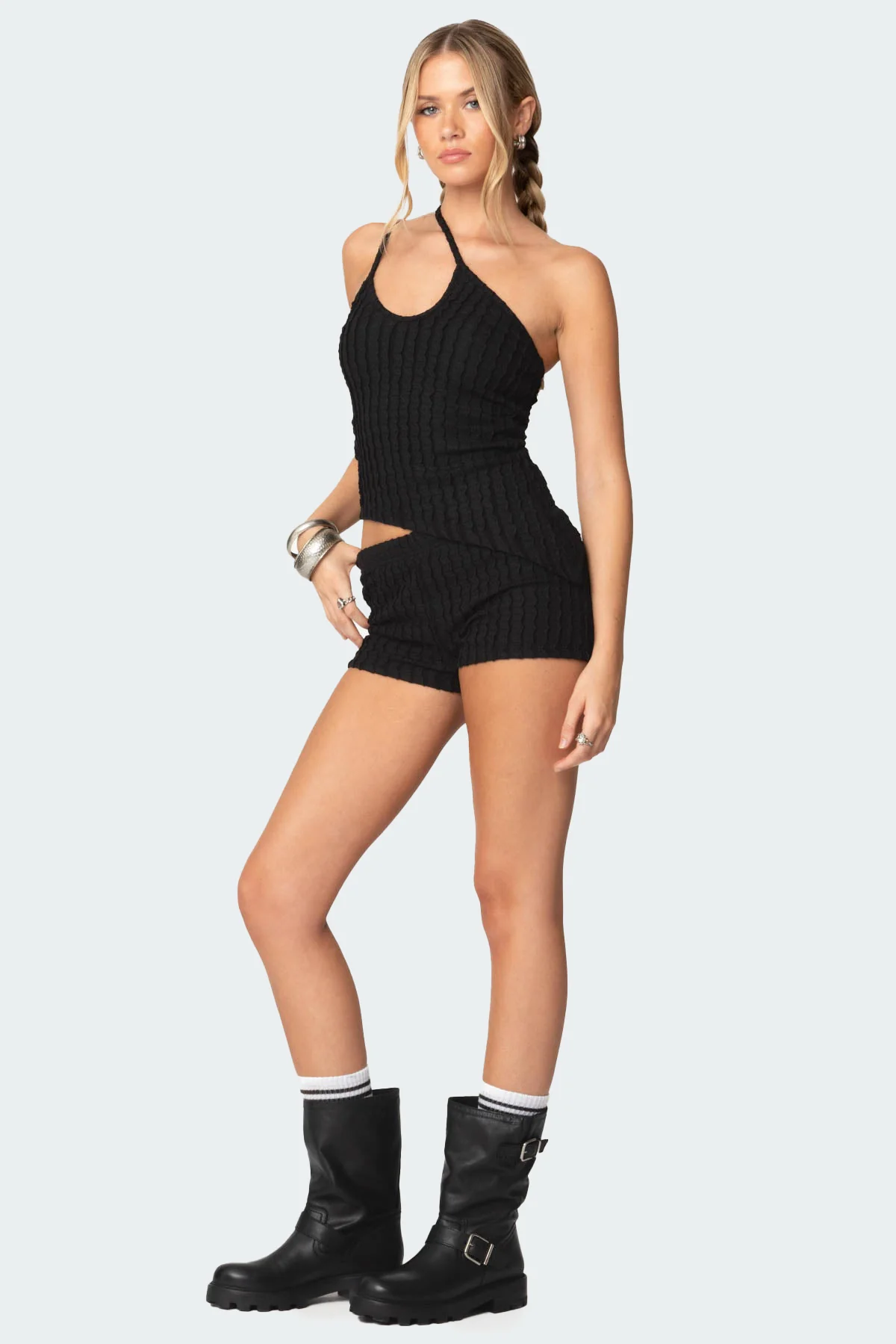 Phoebe Textured Knit Shorts - Image 3