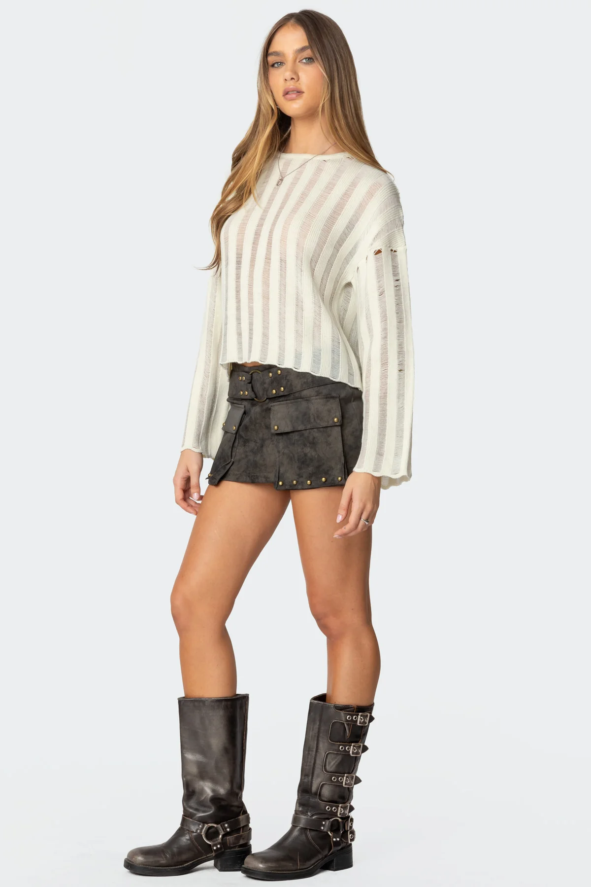 Stripey Shredded Sweater - Image 4