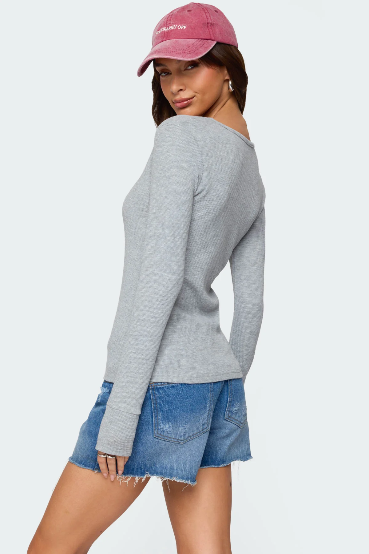 Helaine Waffle Henley T Shirt - Image 5