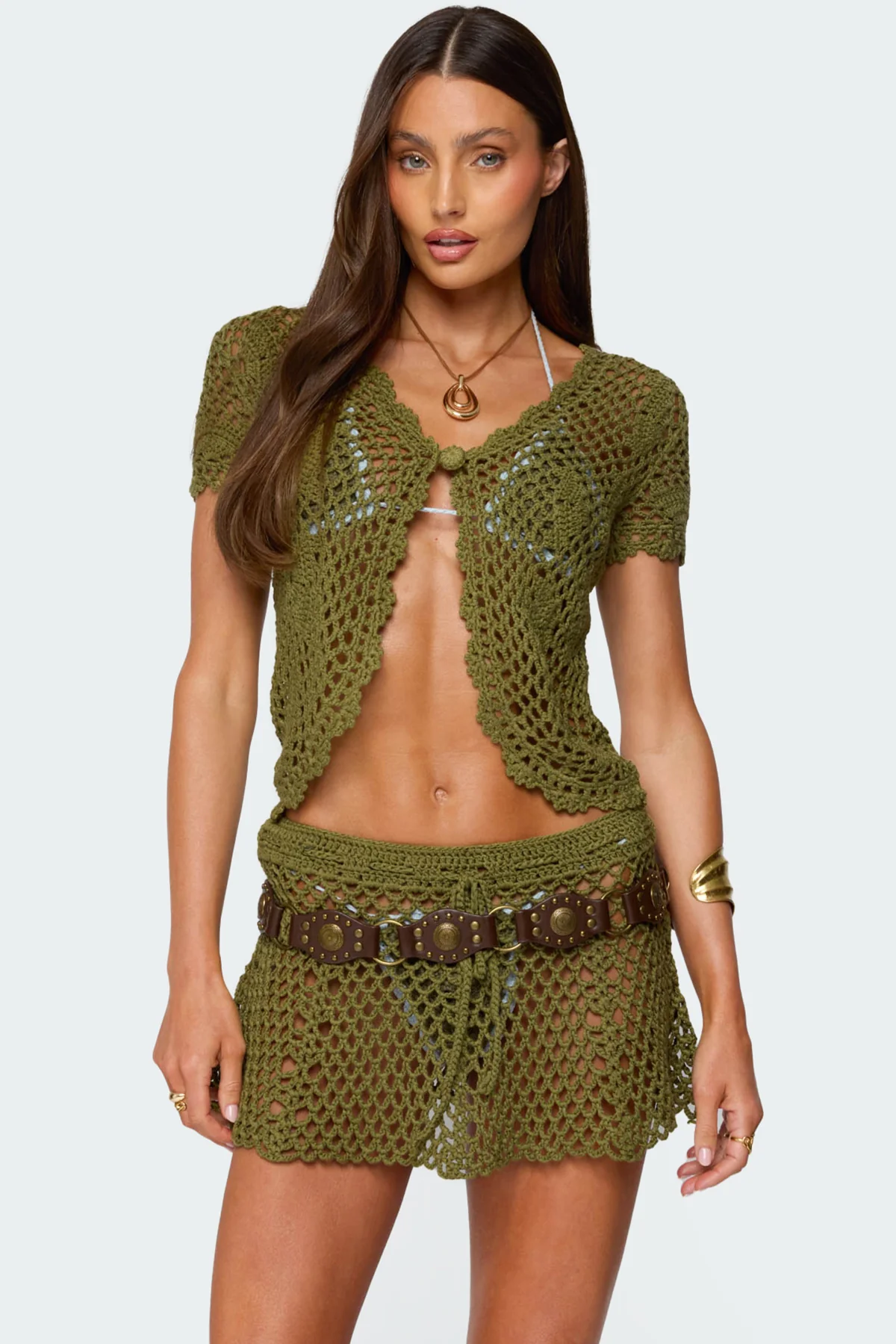Mabelle Crochet Split Front Top