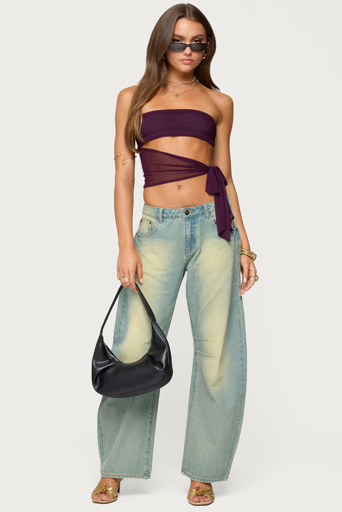 Cayden Washed Low Rise Barrel Jeans