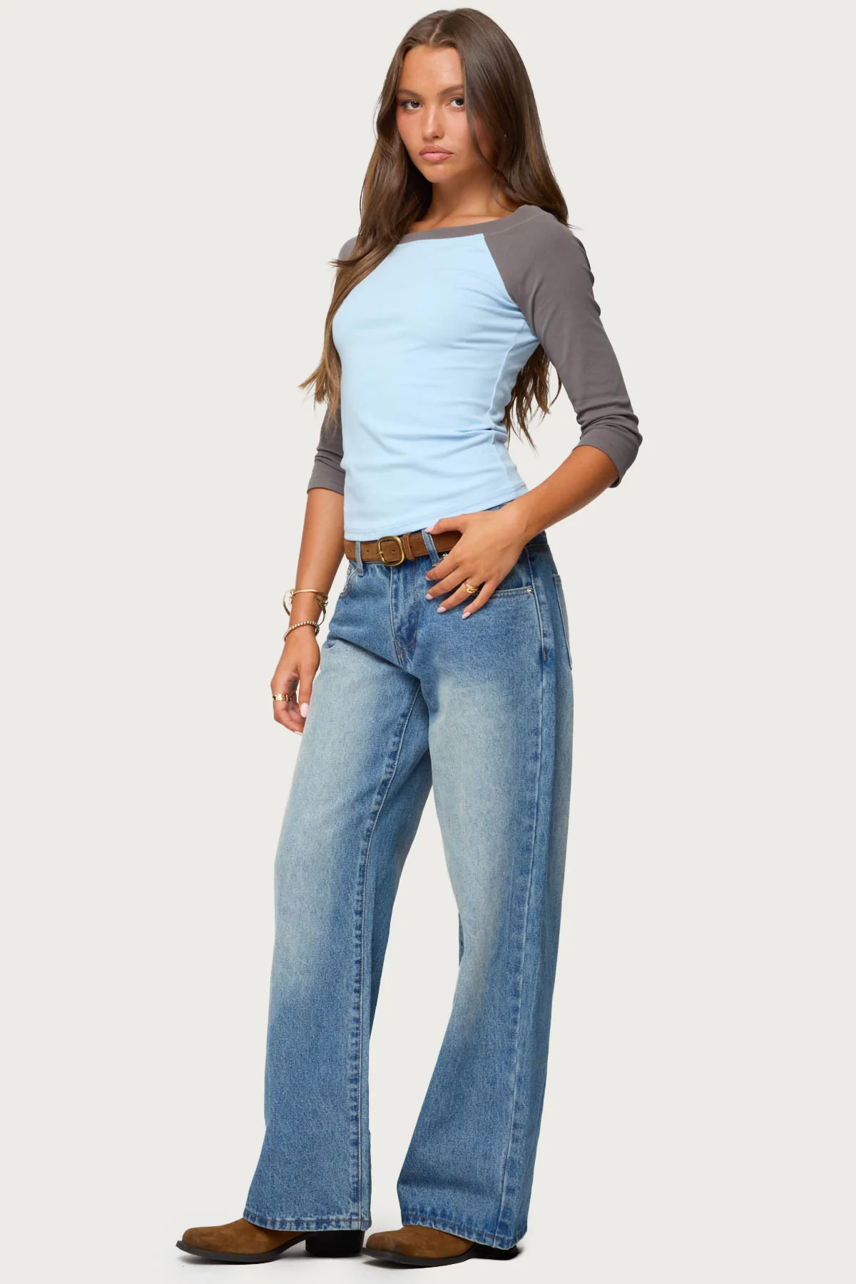 Keri Boat Neck Contrast Raglan Top - Image 4