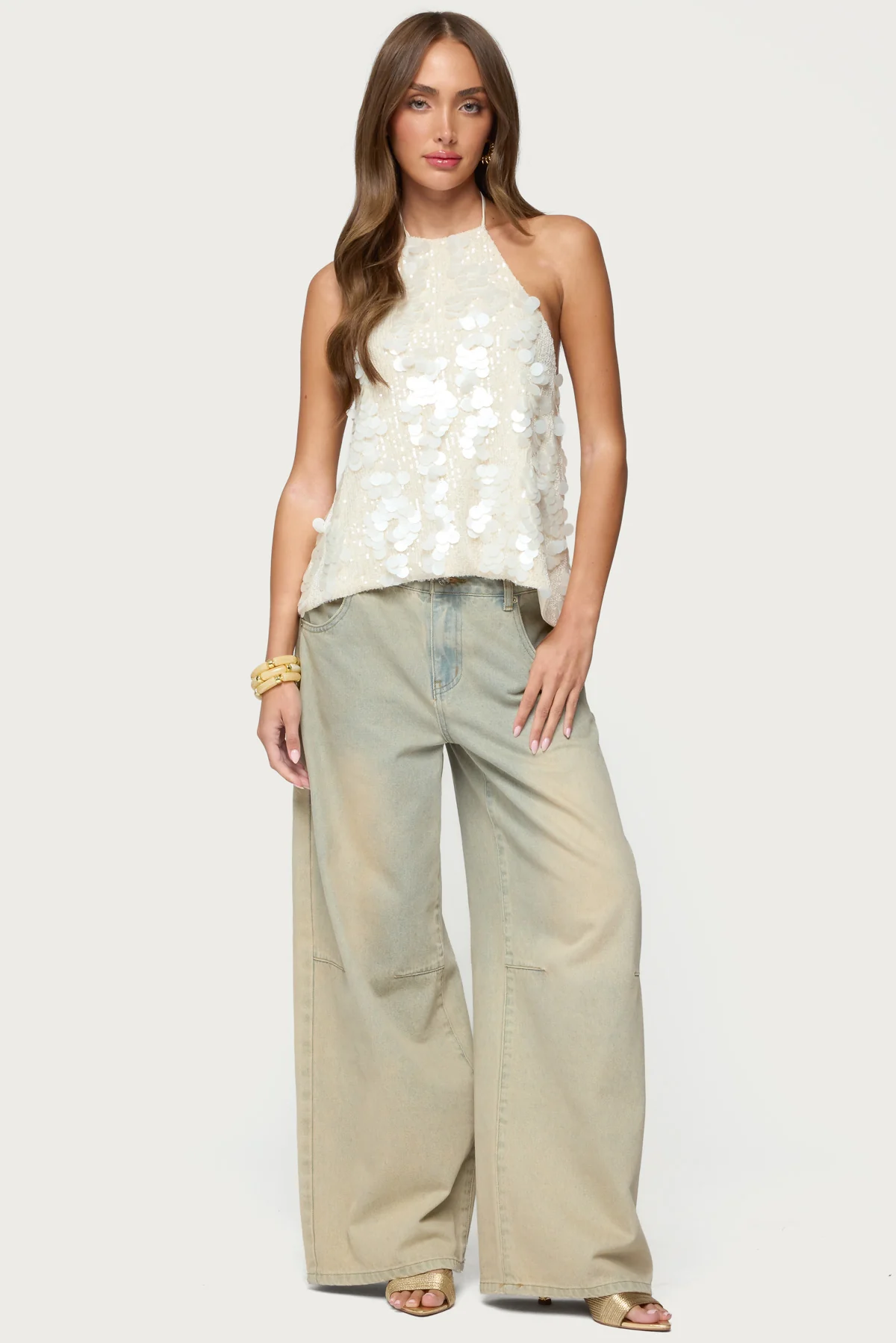 Ellorie Backless Sequin Halter Top - Image 5