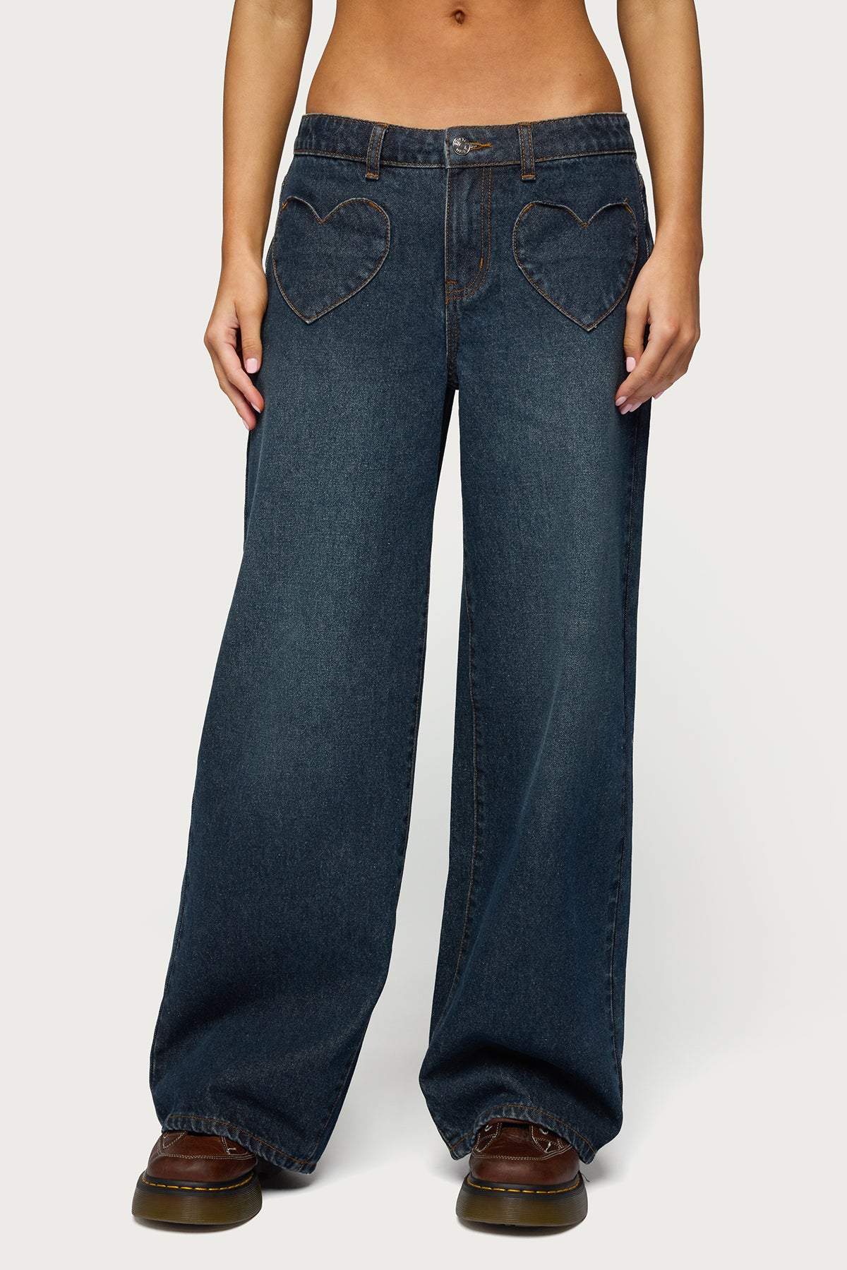 Heart Pockets Low Rise Baggy Jeans - Image 2