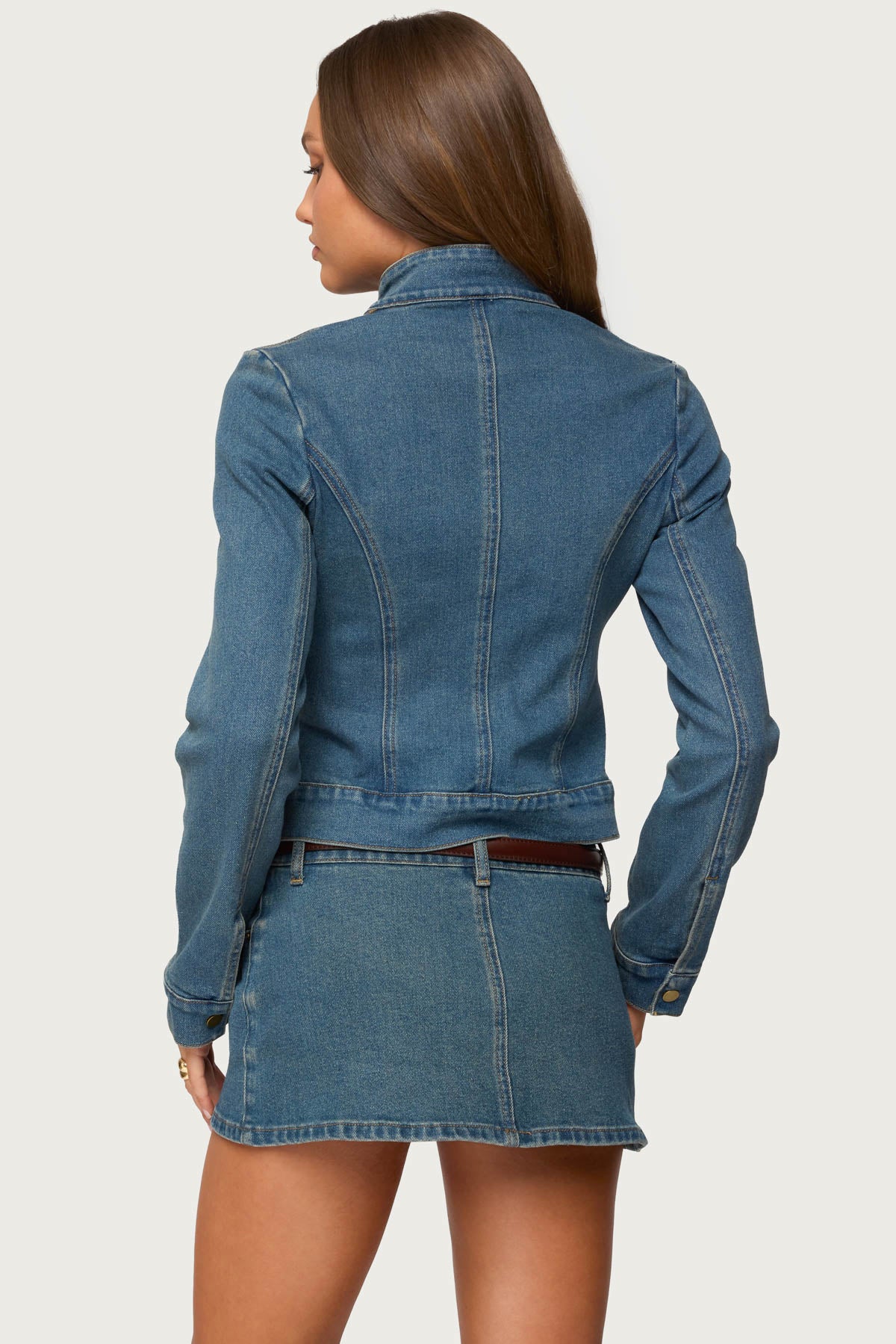 Josiee Stretchy Denim Moto Jacket - Image 5