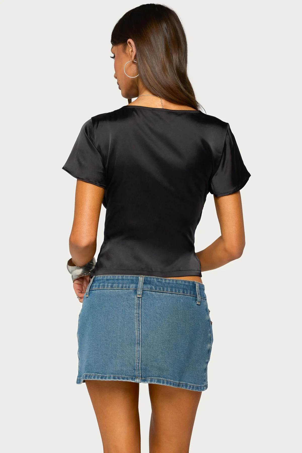Aurora Satin Effect Ruffle Top - Image 4