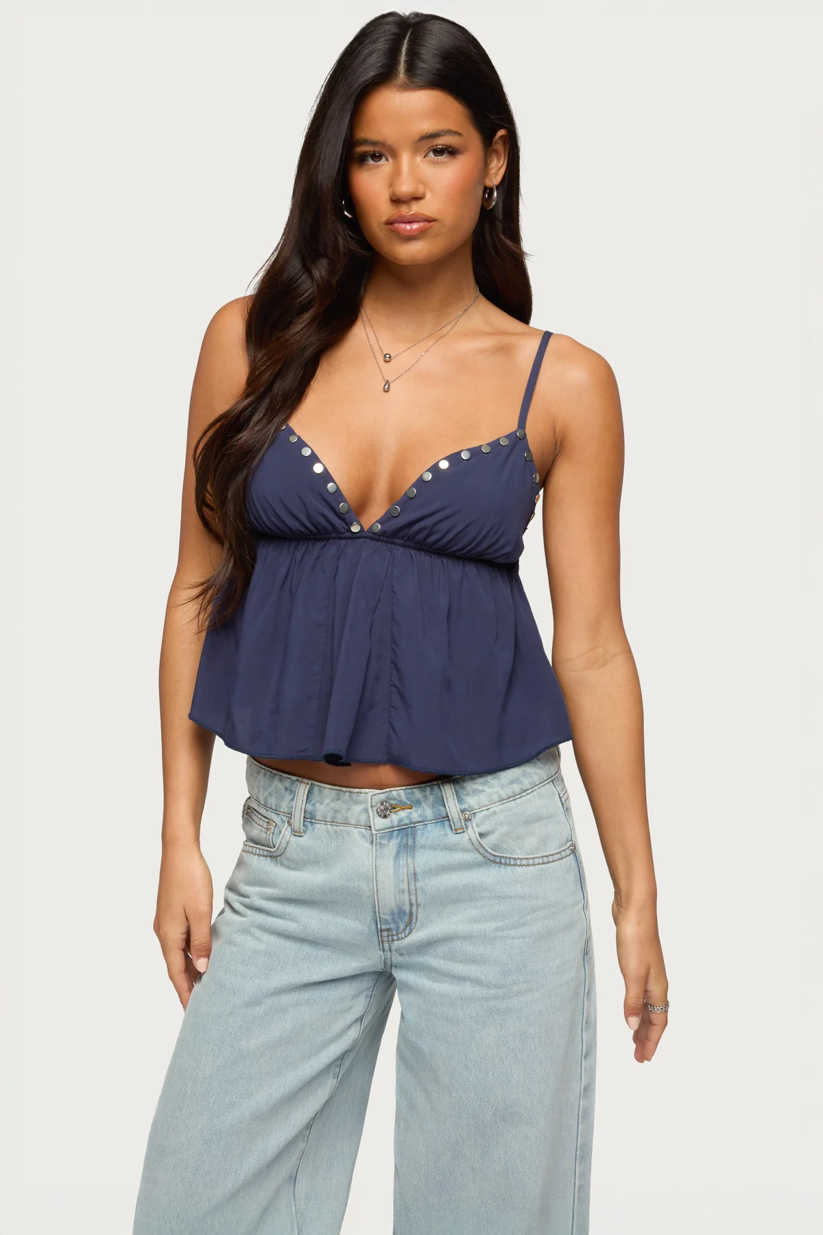 Alina Studded Babydoll Tank Top
