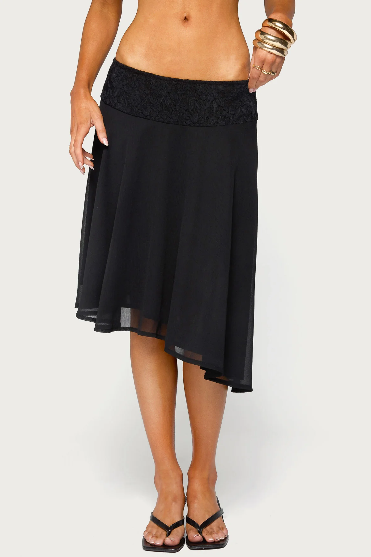 Evia Lacey Asymmetric Midi Skirt - Image 2