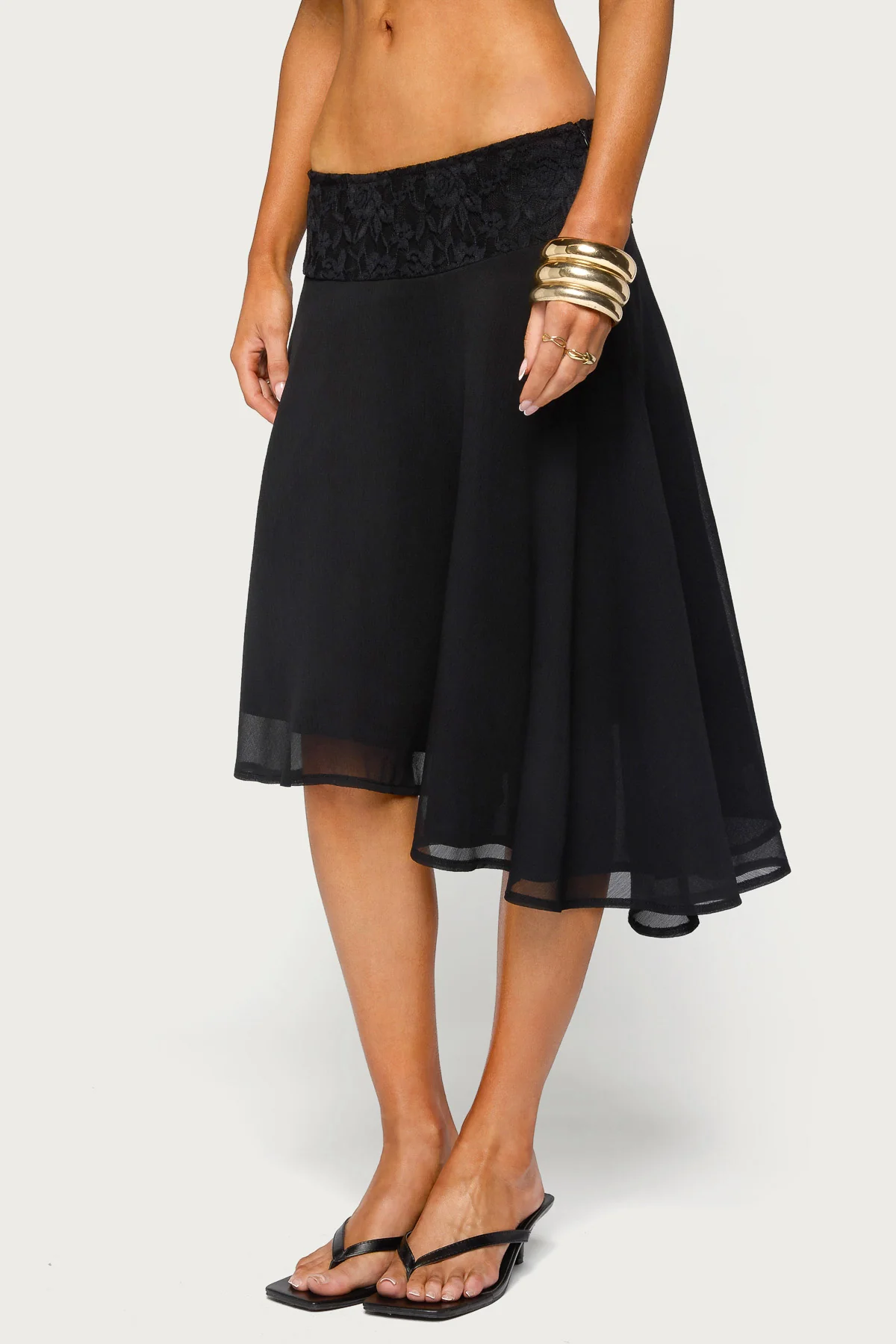 Evia Lacey Asymmetric Midi Skirt - Image 3