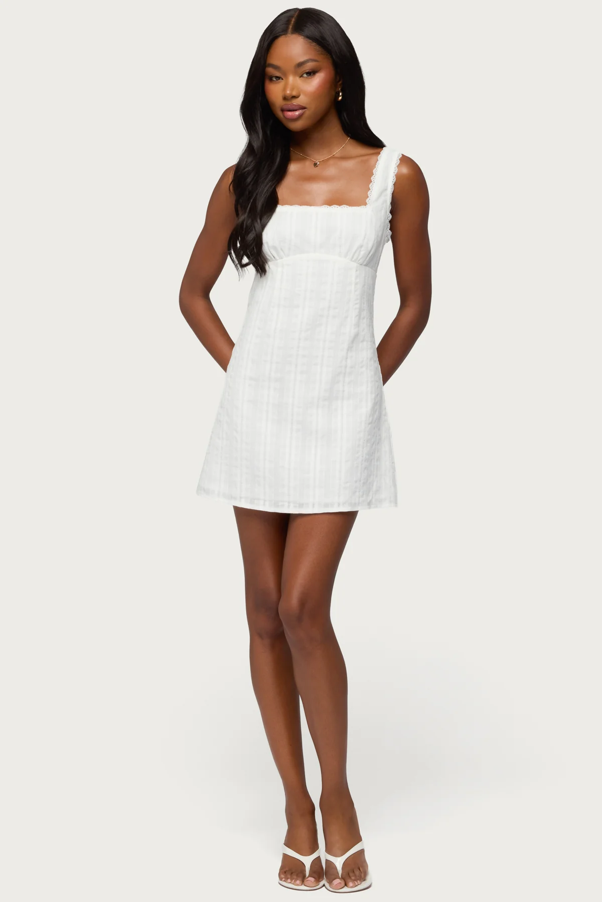 Citrina Lacey Striped Mini Dress - Image 5