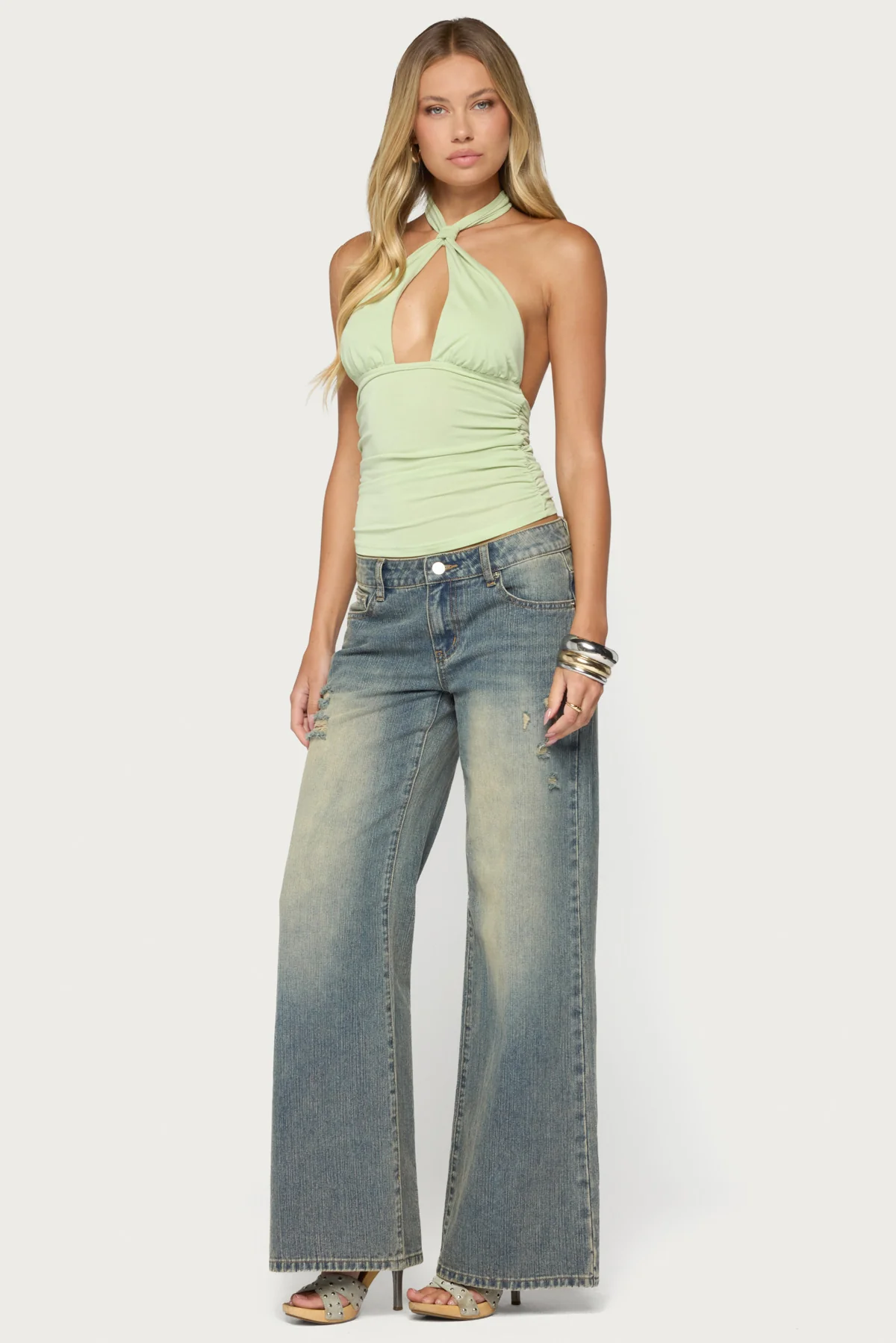 Surrey Knotted Cutout Halter Top - Image 4