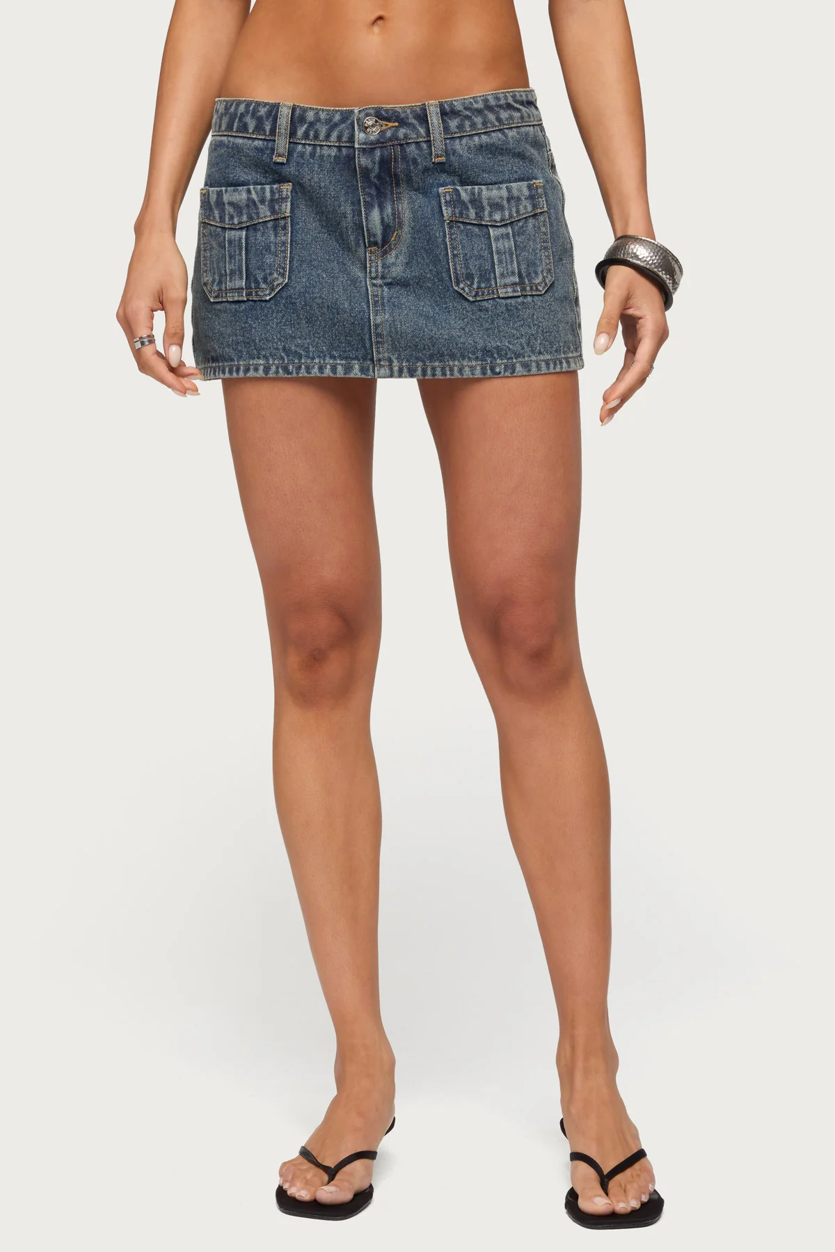 Ayala Washed Denim Micro Skort - Image 2