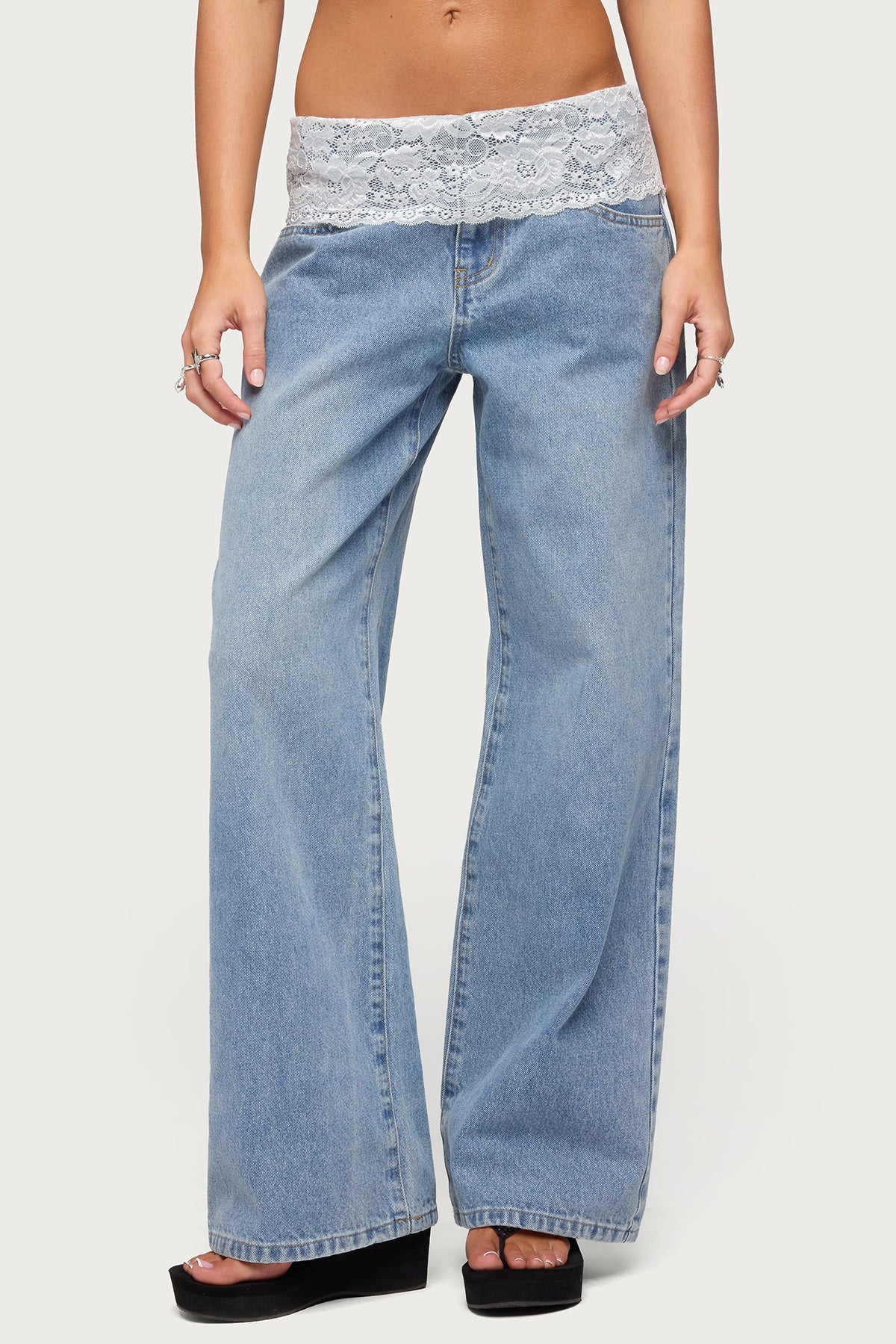 Lacey Foldover Low Rise Baggy Jeans - Image 2