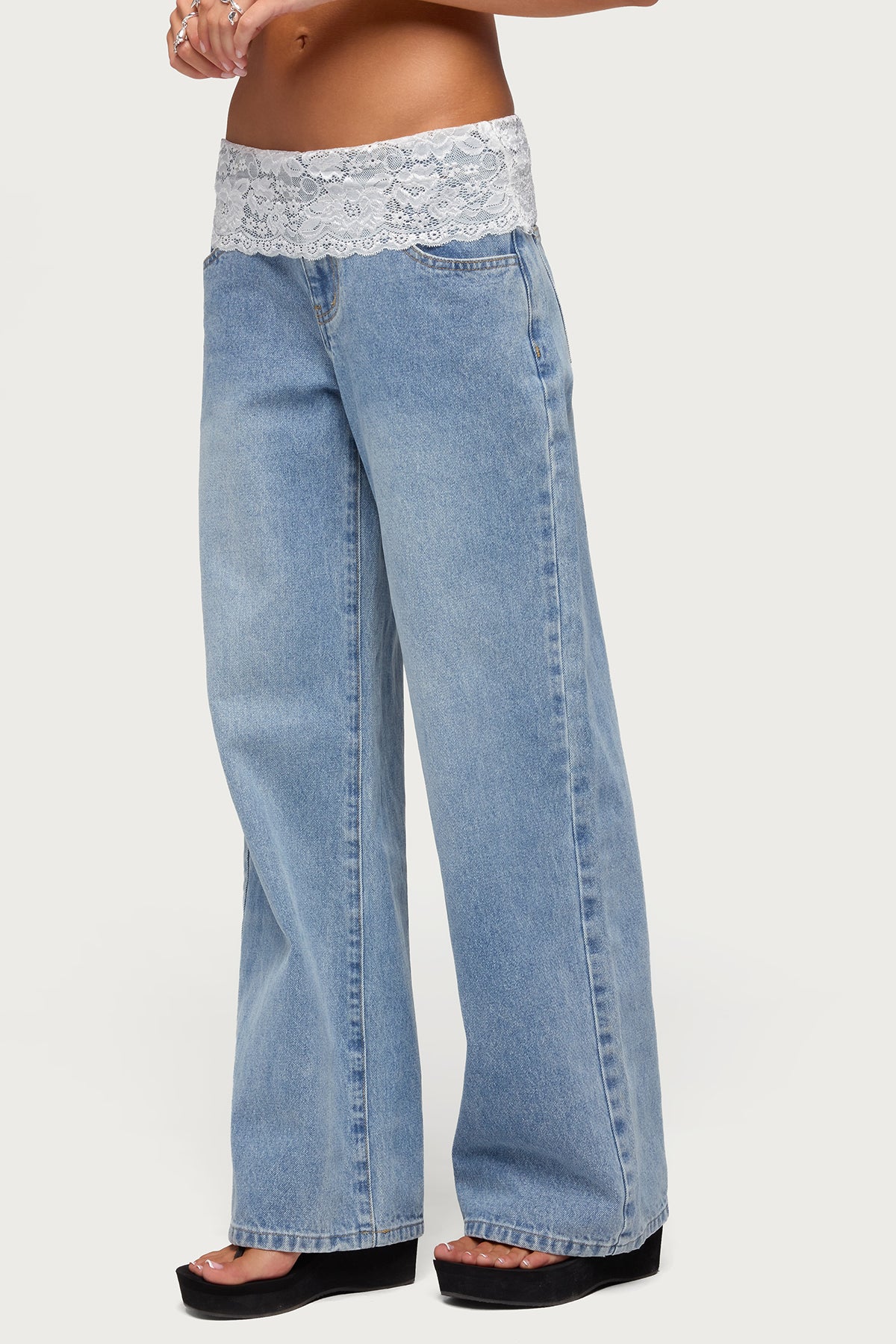 Lacey Foldover Low Rise Baggy Jeans - Image 3