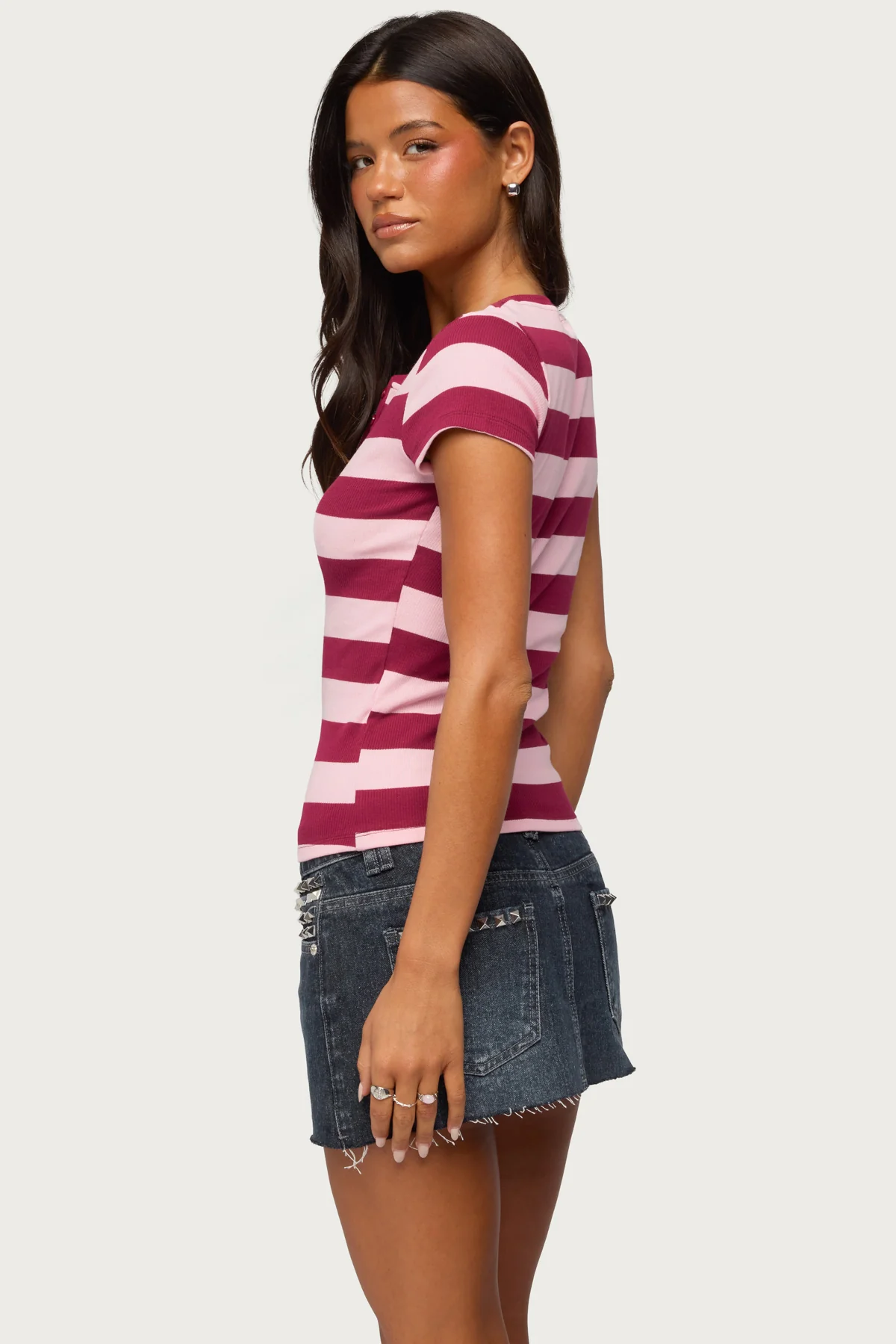 Rhianon Striped Henley Top - Image 6