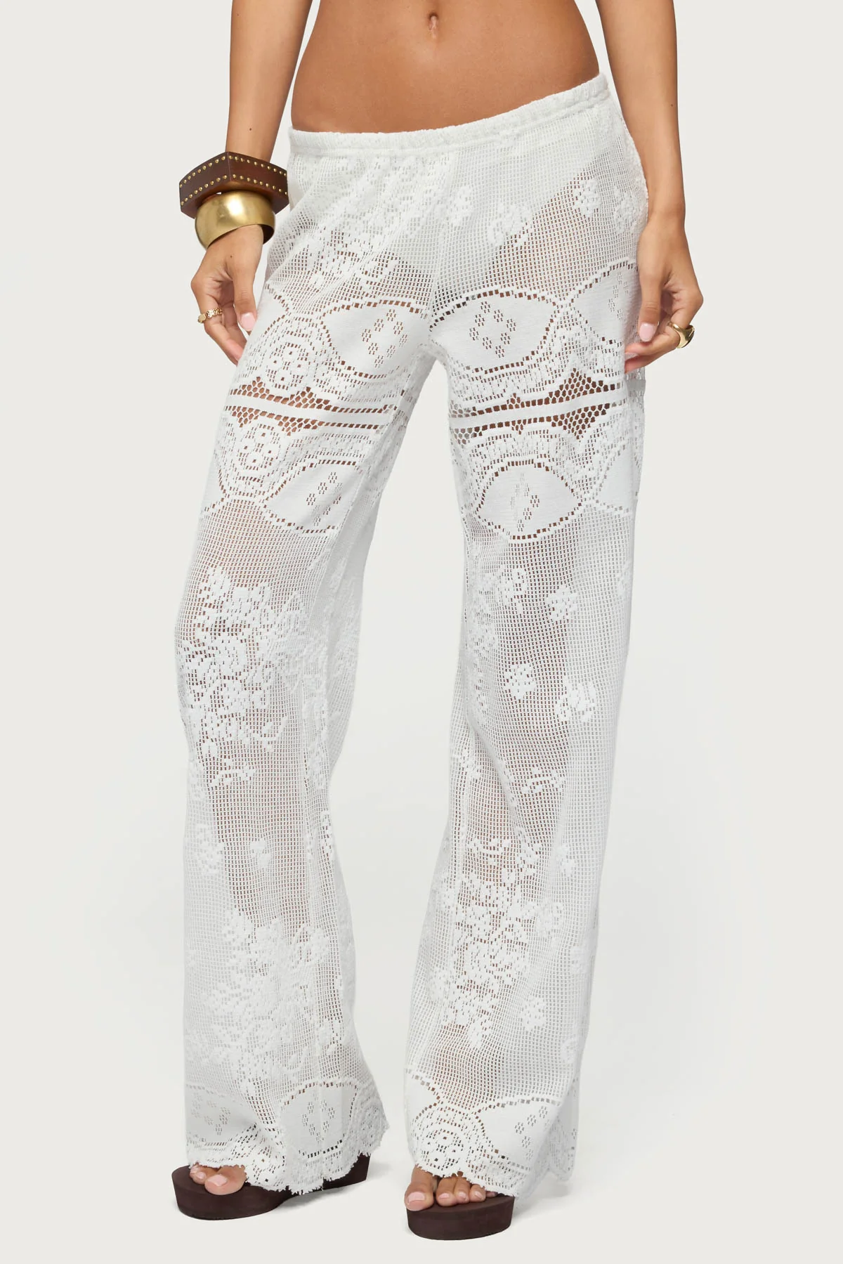 Milaya Sheer Crochet Straight Leg Pants - Image 2