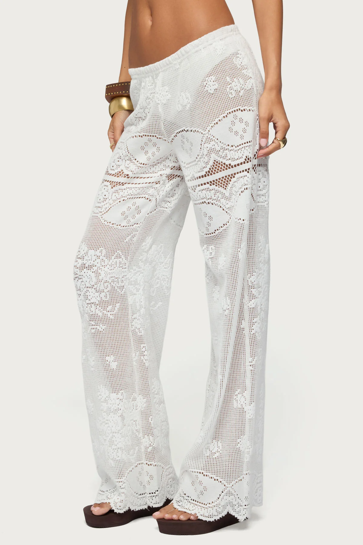 Milaya Sheer Crochet Straight Leg Pants - Image 3