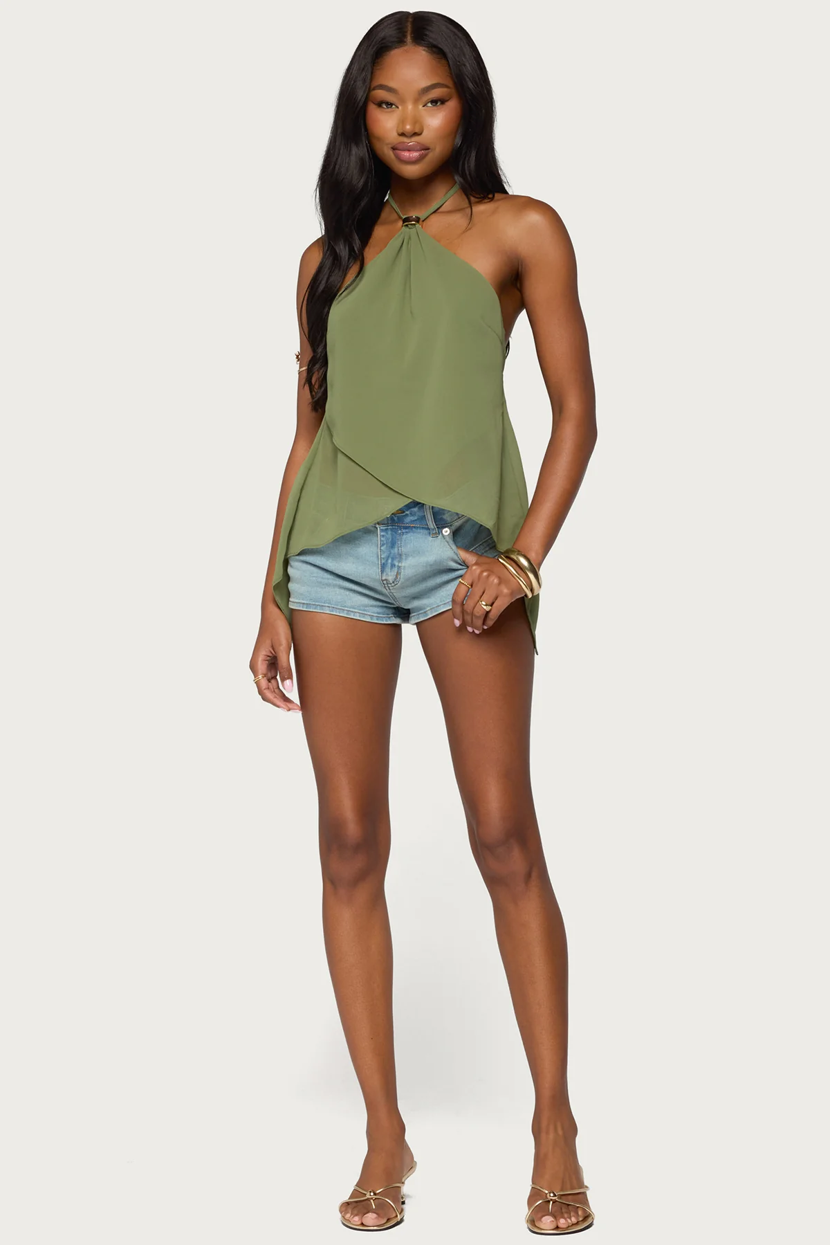 Chiffon Split Open Back Halter Top - Image 5