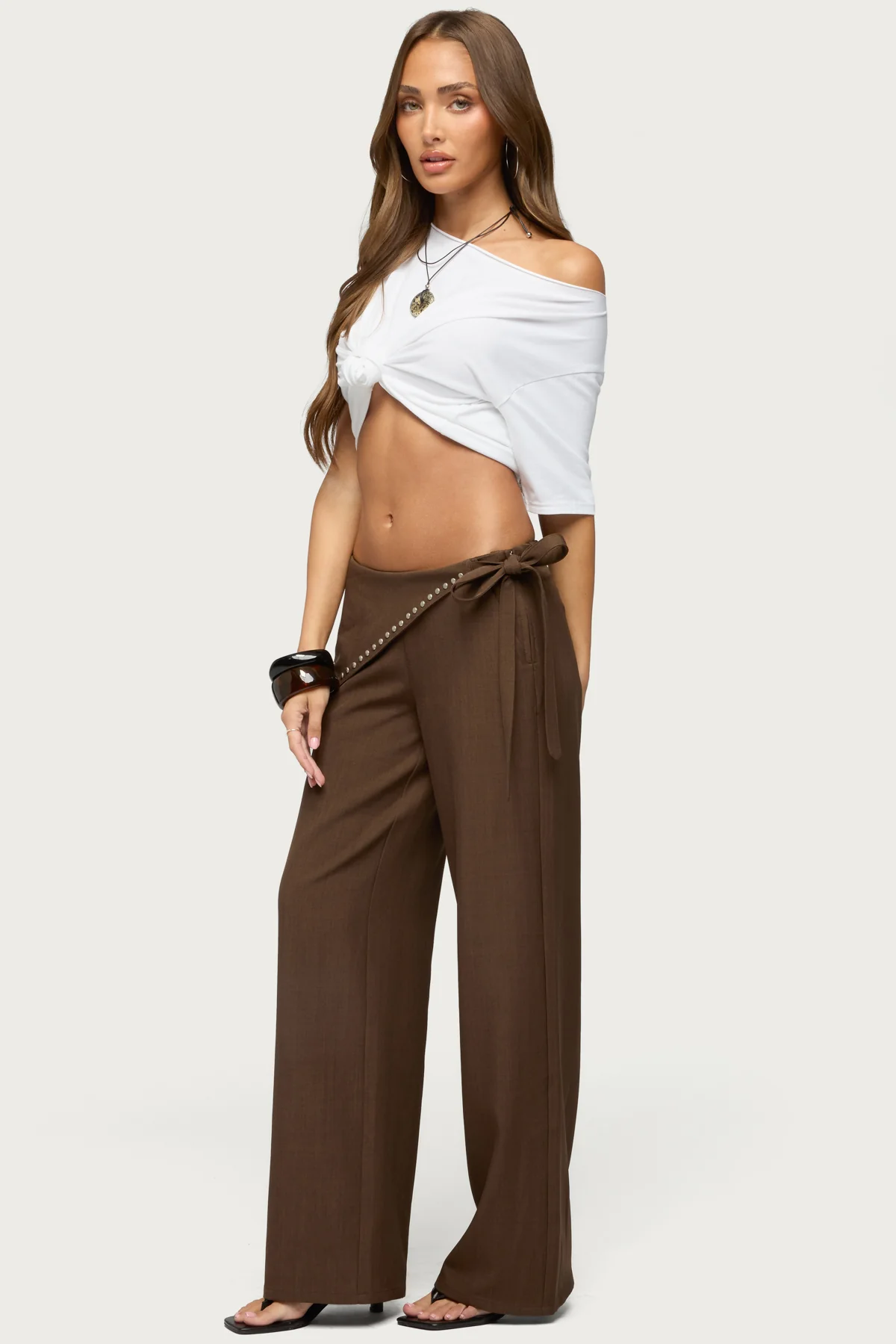 Avery Studded Foldover Straight Leg Pants - Image 3