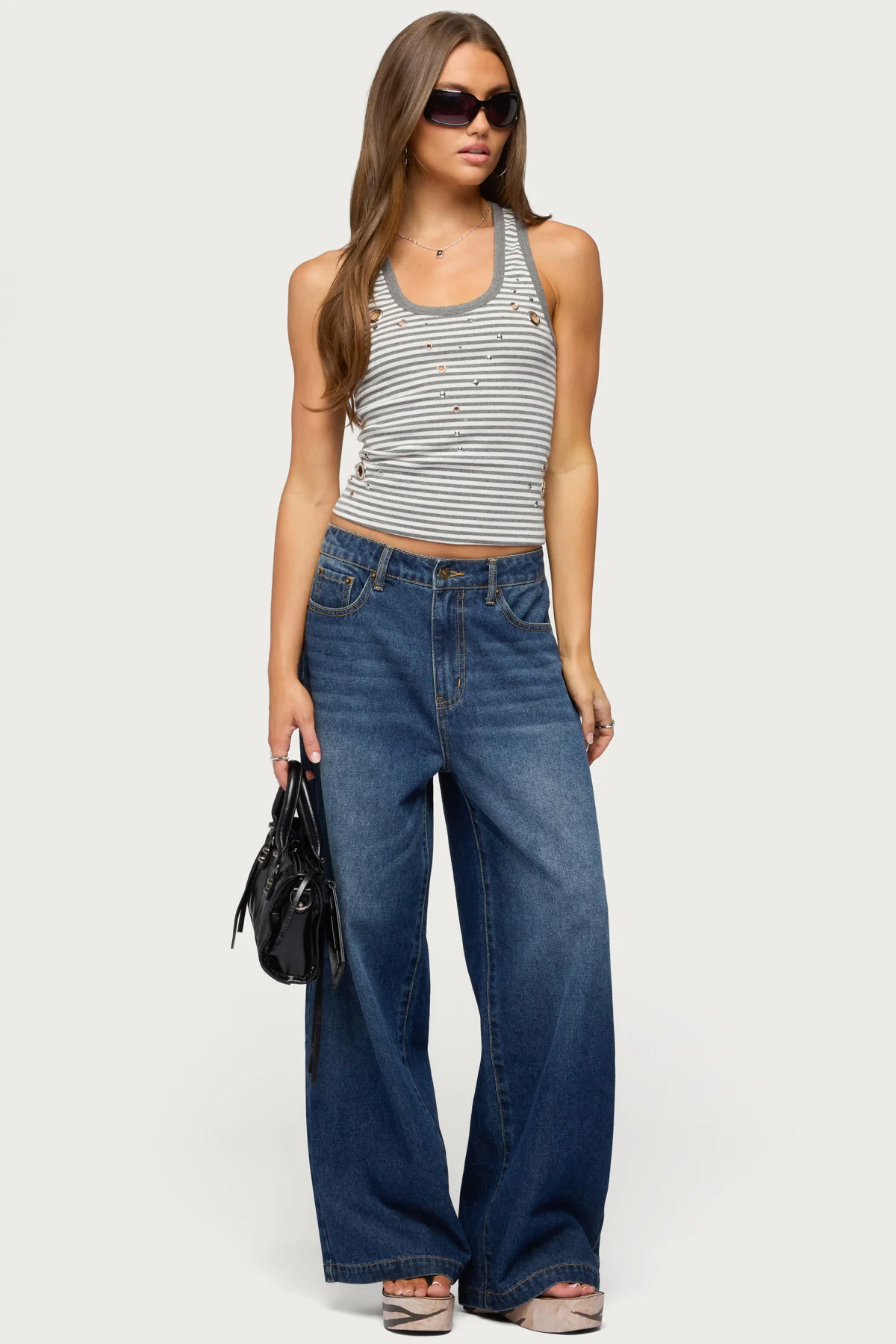 Sindy Grommet & Stud Striped Tank Top - Image 2