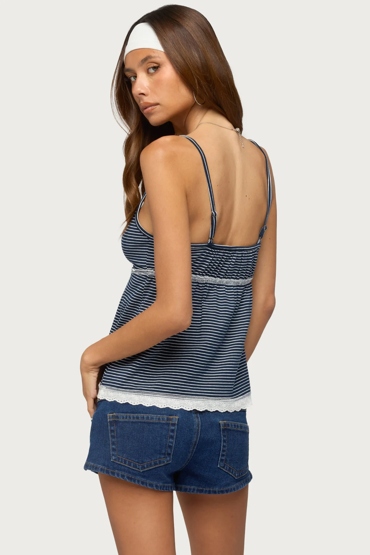 Eyelet & Striped Babydoll Tank Top - Image 4