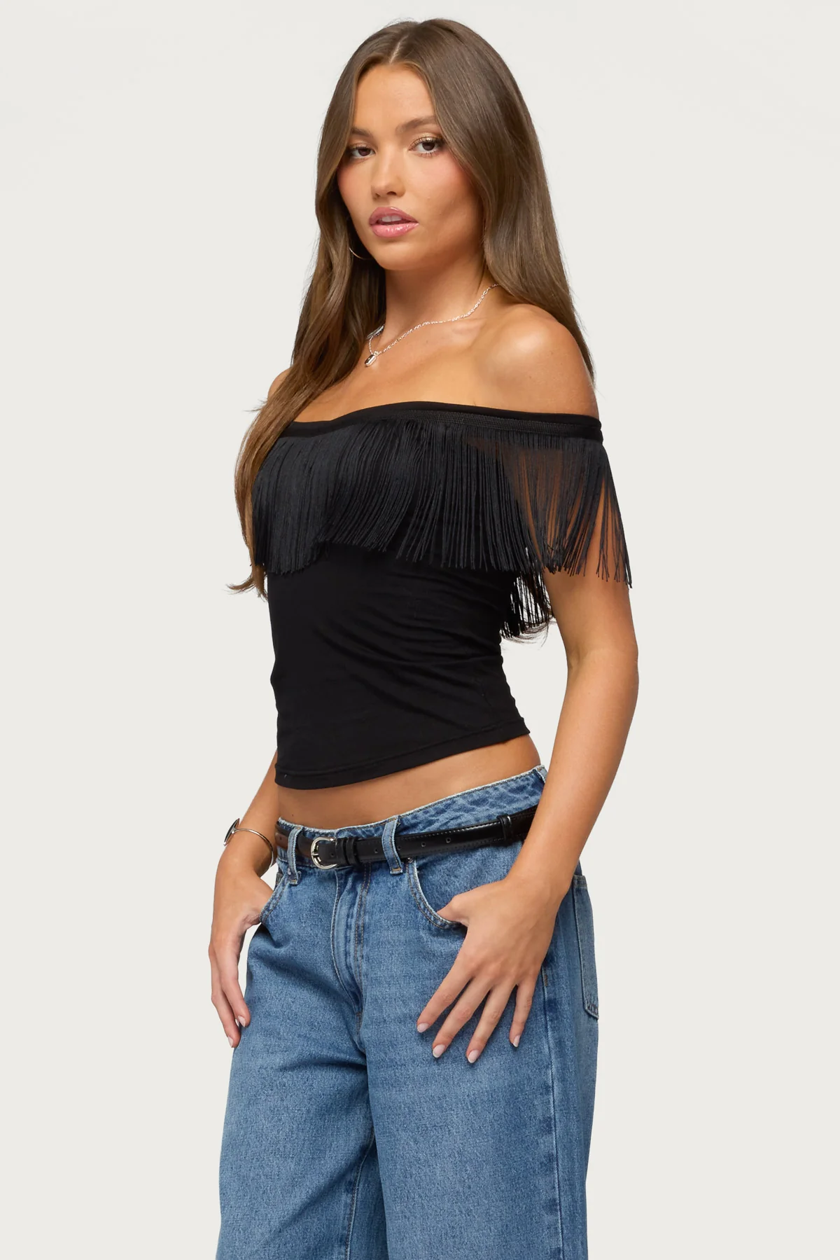 Catelina Fringe Off Shoulder Top - Image 3