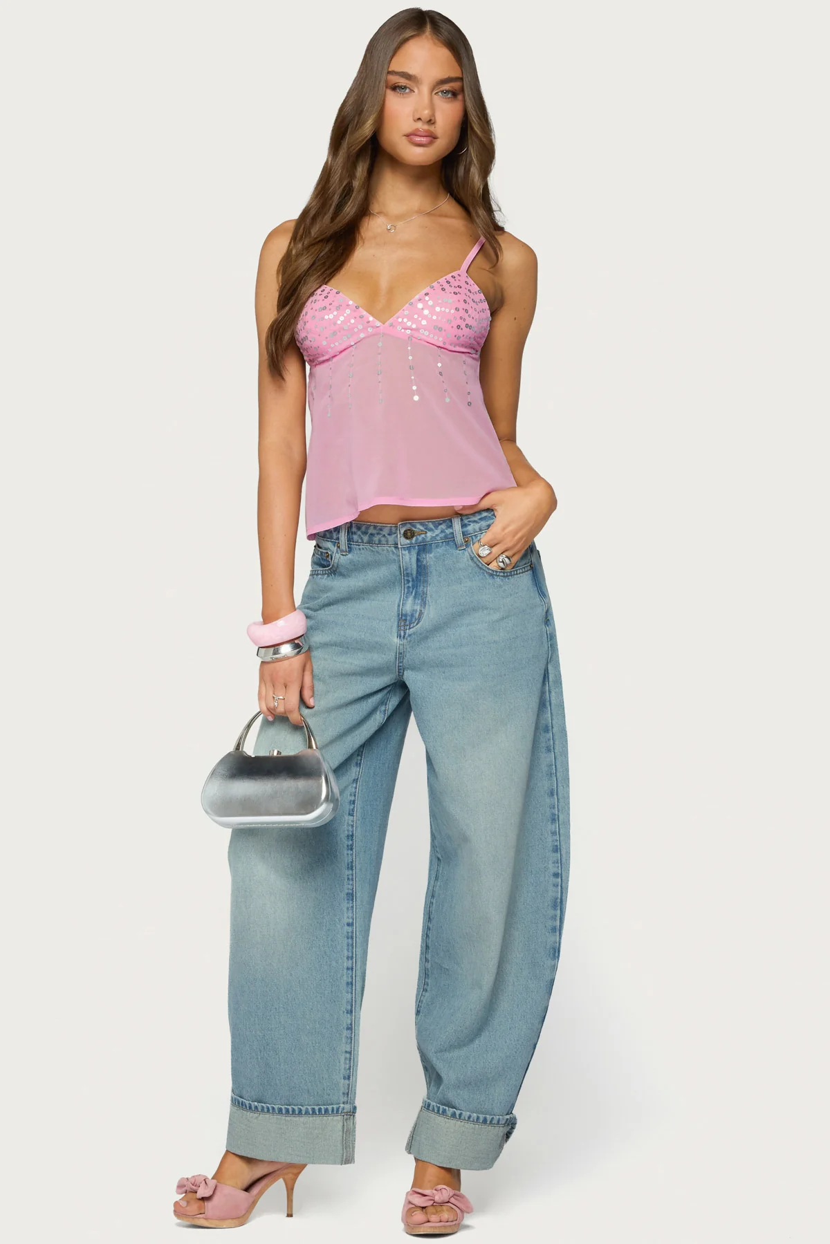 Klio Sequin Chiffon Babydoll Top - Image 2