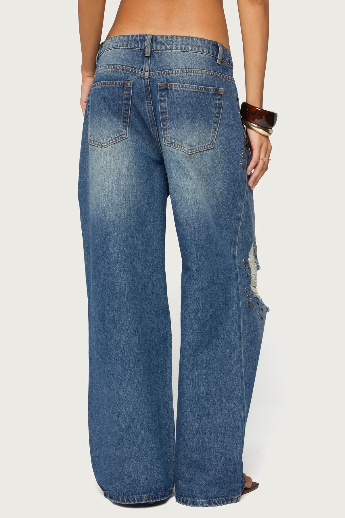 Eunia Studded Low Rise Baggy Jeans - Image 4