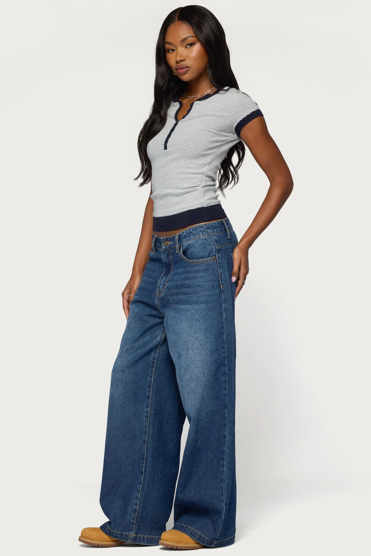 Regin Striped Ribbed Henley Top - Image 4