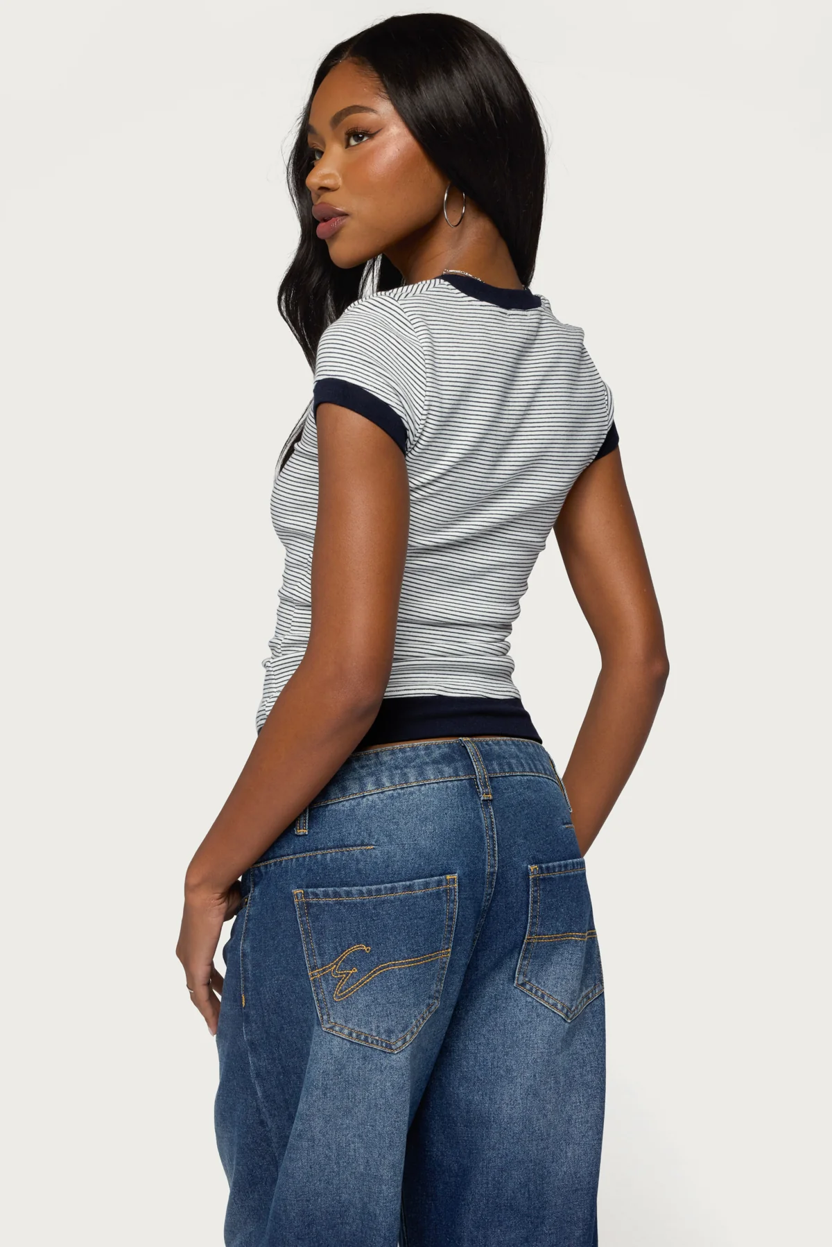 Regin Striped Ribbed Henley Top - Image 5