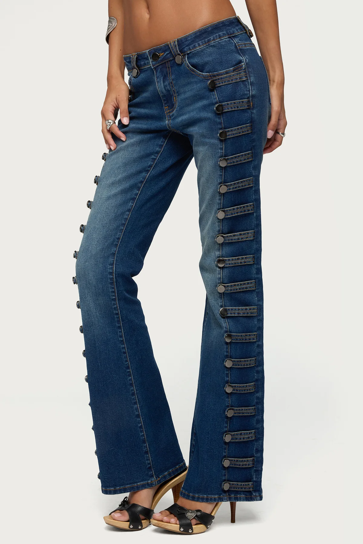 Button Loop Low Rise Bootcut Jeans - Image 4