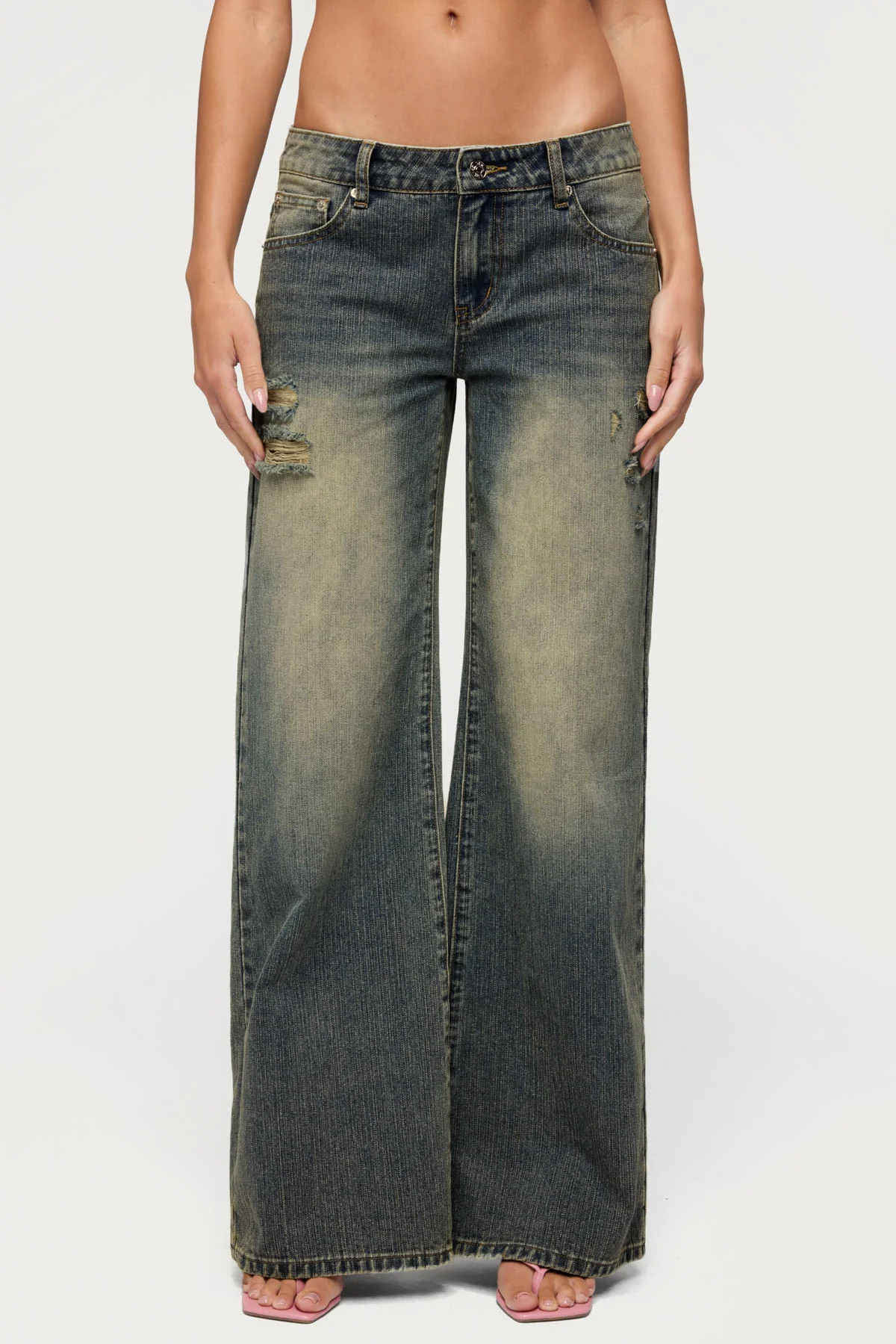Noor Distressed Low Rise Baggy Jeans - Image 2