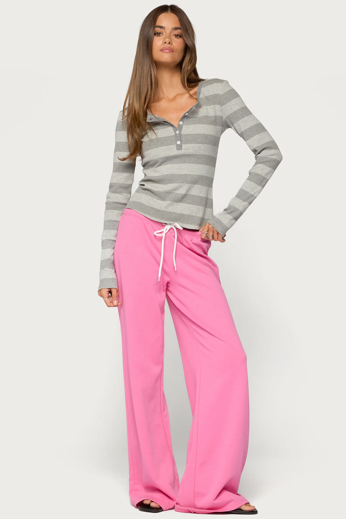 Dea Striped Long Sleeve Henley T Shirt - Image 5