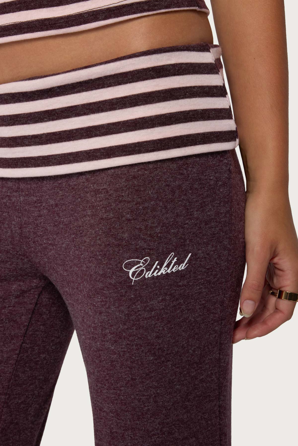 Stay Edikted Stripey Foldover Pants - Image 2