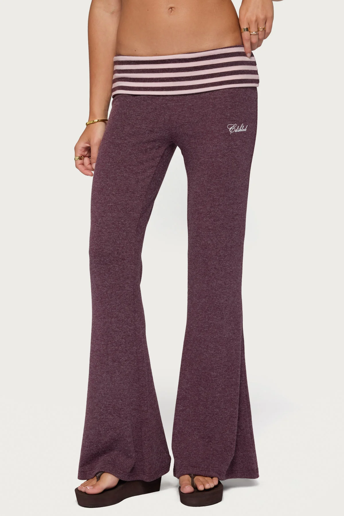 Stay Edikted Stripey Foldover Pants - Image 3