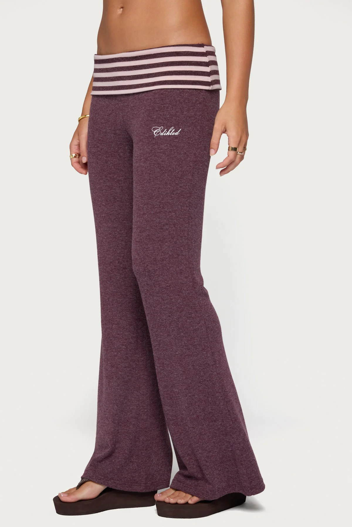 Stay Edikted Stripey Foldover Pants - Image 4