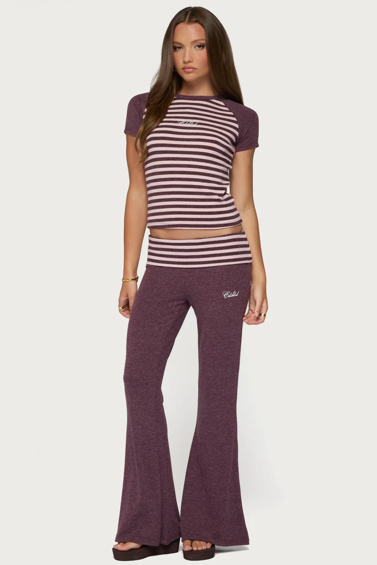 Stay Edikted Stripey Foldover Pants - Image 6
