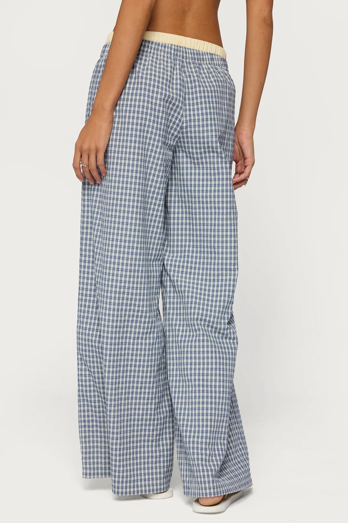 Indya Contrast Plaid Wide Leg Pants - Image 4