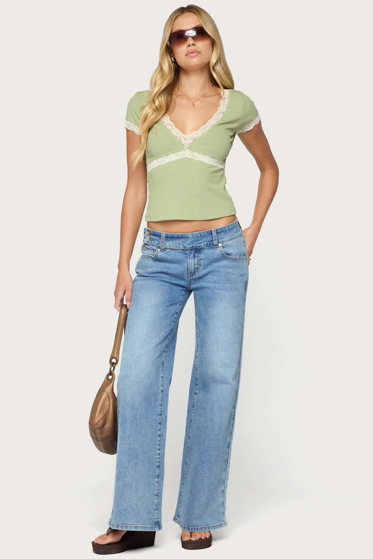 Juli Lacey Ribbed V Neck Top - Image 2