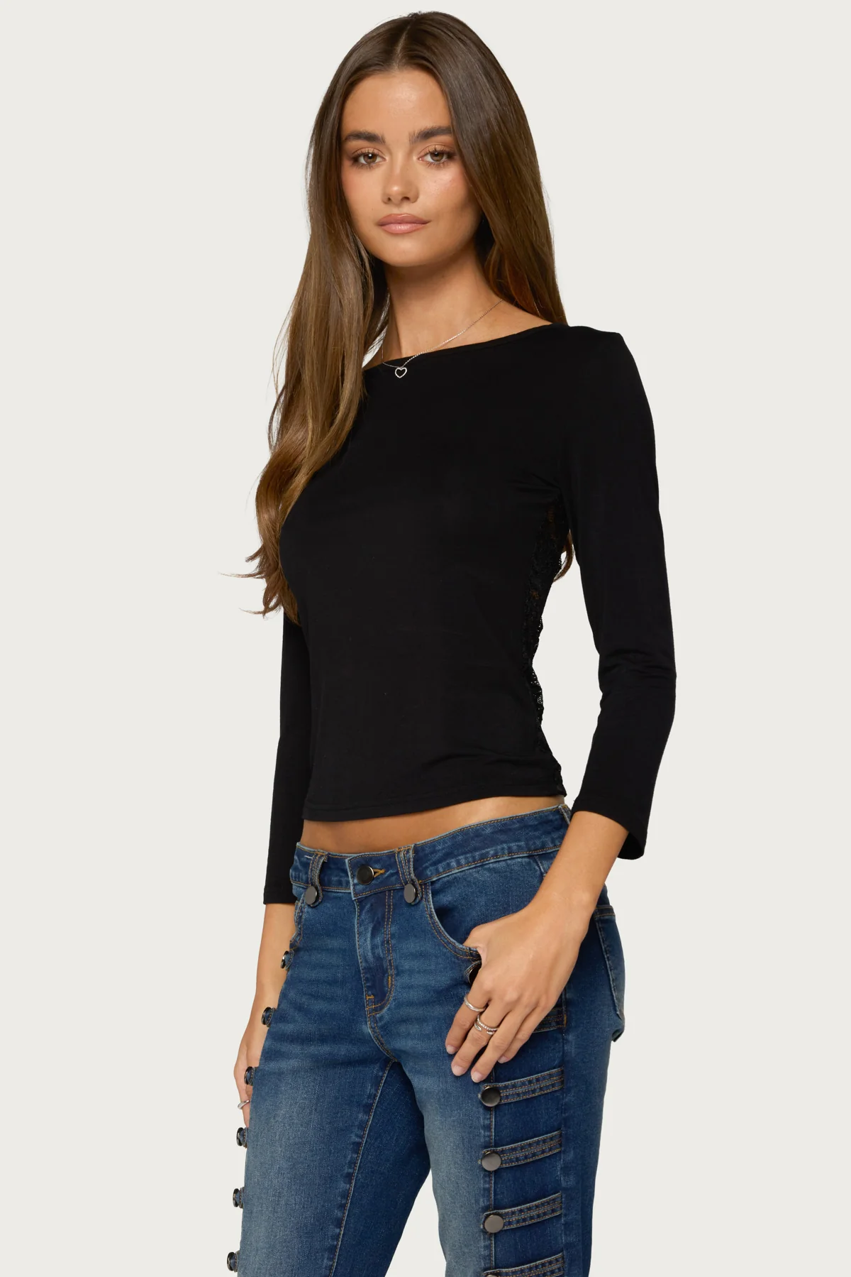 Bailie Lace Back Quarter Sleeve Top - Image 4